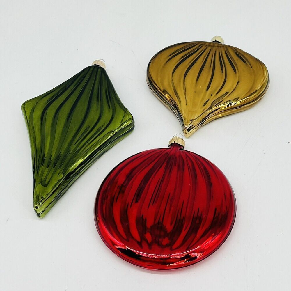 Holiday Living Glass Ornaments Set of 3 Large Blown Glass Christmas Ornaments